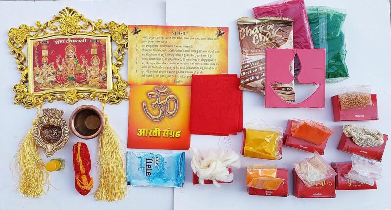 Forty WingsLatest Diwali Gift Set Diwali Pooja Samagri Kit,Diwali Ganeshji Laxmiji Poojan Kit Best Diwali Gift for Office Diwali Pooja Kit