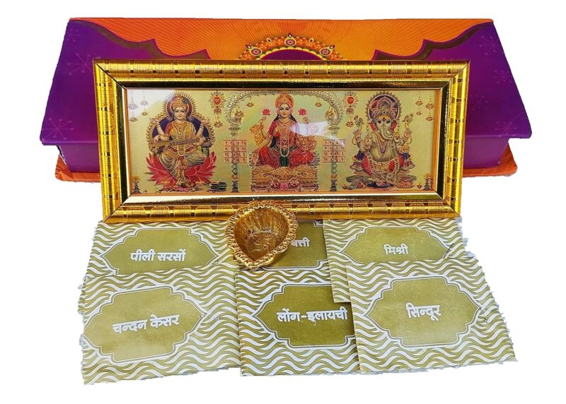 Forty WingsLatest Diwali Gift Set Diwali Pooja Samagri Kit,Diwali Ganeshji Laxmiji Poojan Kit Best Diwali Gift for Office Gift Set