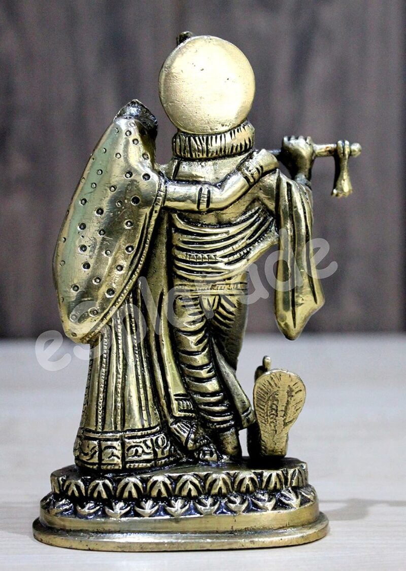 StonKraft Brass Radha Krishna Murti Idol Statue Sculpture (6") Golden