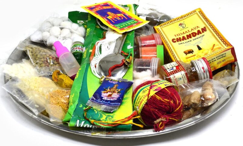 Ayush International Indian Festival Pooja Kit | Pooja Samagiri for Festivals | Pooja Thali with 31 Items