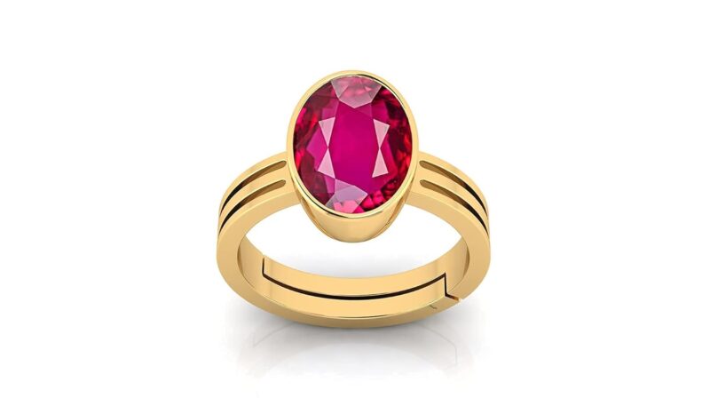 Sidharth Gems 7.25 Ratti 6.00 Carat A+ Quality Natural Burma Ruby Manik Unheated Untreatet Gemstone Gold Ring for Women's and Men's(GGTL Lab Certified)