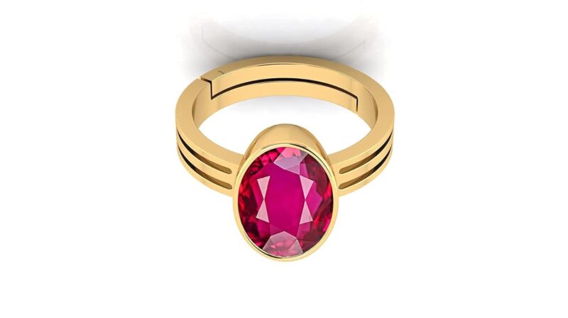 Sidharth Gems 7.25 Ratti 6.00 Carat A+ Quality Natural Burma Ruby Manik Unheated Untreatet Gemstone Gold Ring for Women's and Men's(GGTL Lab Certified)