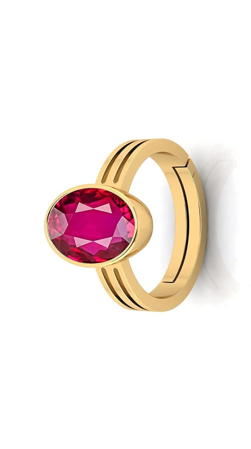 Sidharth Gems 7.25 Ratti 6.00 Carat A+ Quality Natural Burma Ruby Manik Unheated Untreatet Gemstone Gold Ring for Women's and Men's(GGTL Lab Certified)