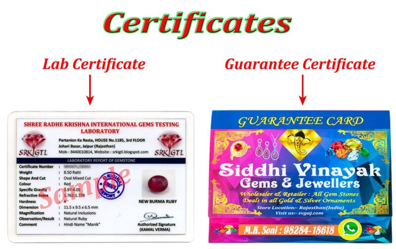 Burma Rubi Gemstones Original with Certificate 7.00 Ratti with Lab Certified Card & Guarantee Card {Natural Ruby Stone/manak Stone Original Certified}