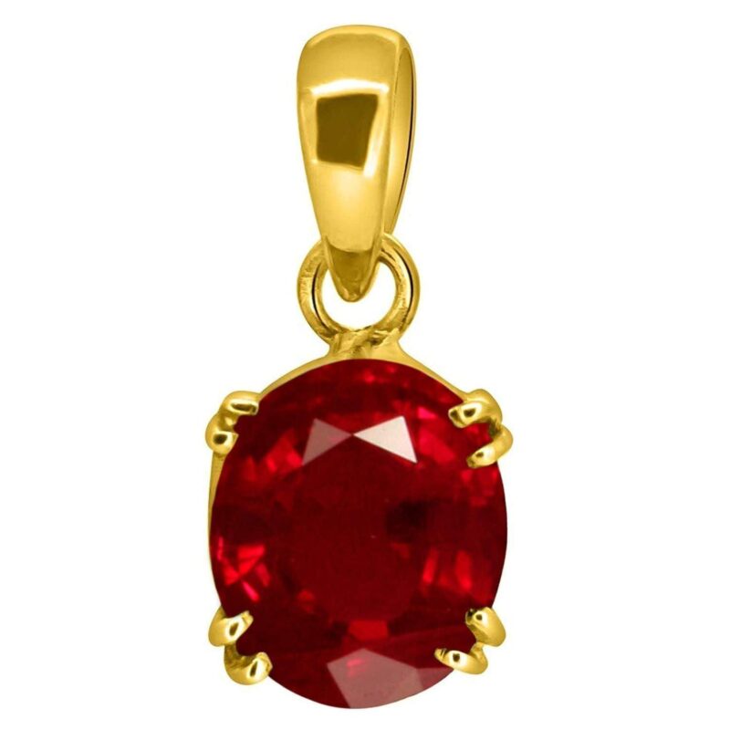 EVERYTHING GEMS 4.00 Carat Certified A+ Quality Natural Ruby Manik Ashtadhatu Gold Plated Pendant/Locket Gemstone by Lab Certified(Top A+) Quality