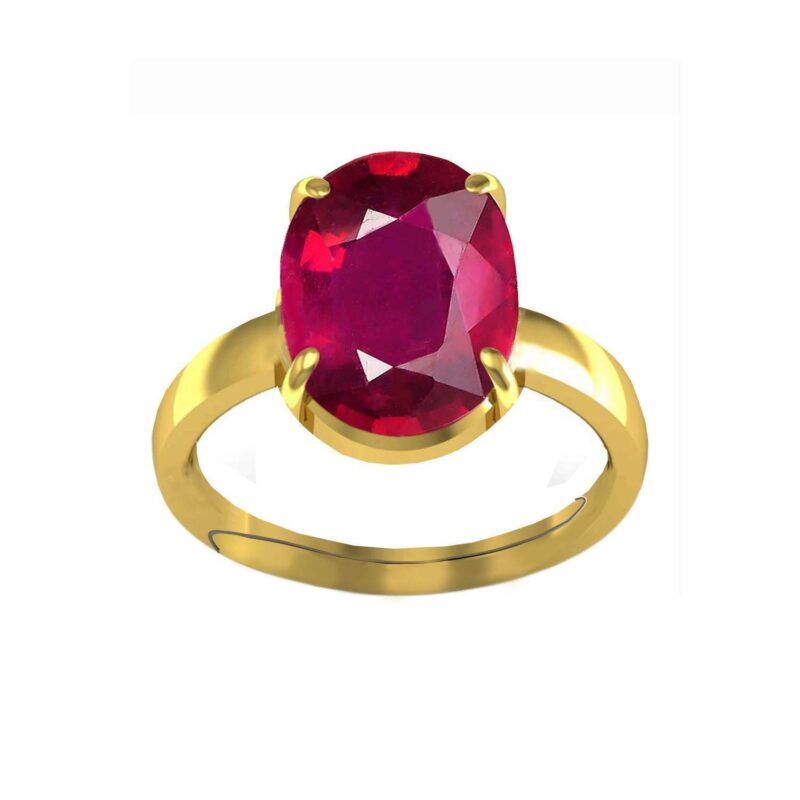 LMDPRAJAPATIS Certified Unheated Untreatet 3.00 Carat A+ Quality Natural Ruby Manik Gemstone Gold Plated Ring For Women's and Men's