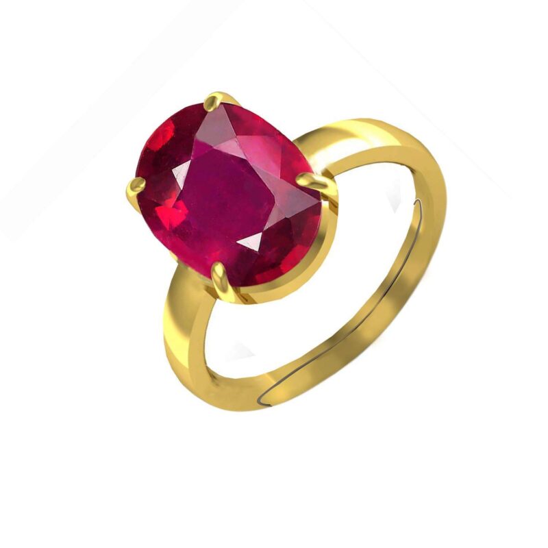 LMDPRAJAPATIS Certified Unheated Untreatet 3.00 Carat A+ Quality Natural Ruby Manik Gemstone Gold Plated Ring For Women's and Men's