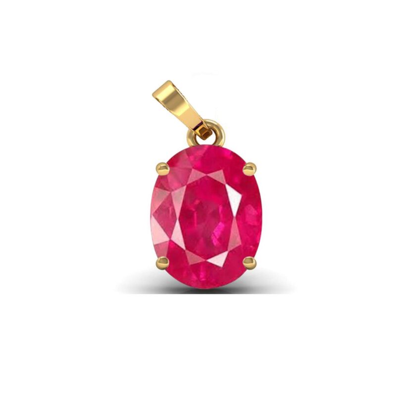 JAGDAMBA GEMS Certified 12.25 Ratti A+ Quality Natural Ruby Manik Ashtadhatu Gold Plated Pendant/Locket Gemstone by Lab Certified(Top A+) Quality