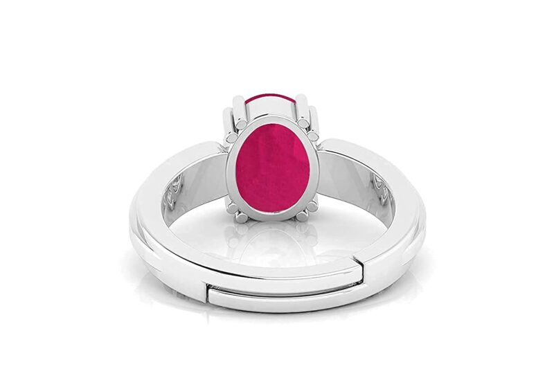 AKSHITA GEMS 7.00 Ratti 6.25 Carat A+ Quality Natural Burma Ruby Manik Unheated Untreatet Gemstone Silver Ring for Women's and Men's(GGTL Lab Certified)