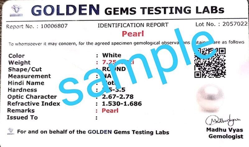 JAGDAMBA GEMS White Pearl Gemstone 11.00 Carat Certified Moti Stone for Man and Woman with Lab Certificate