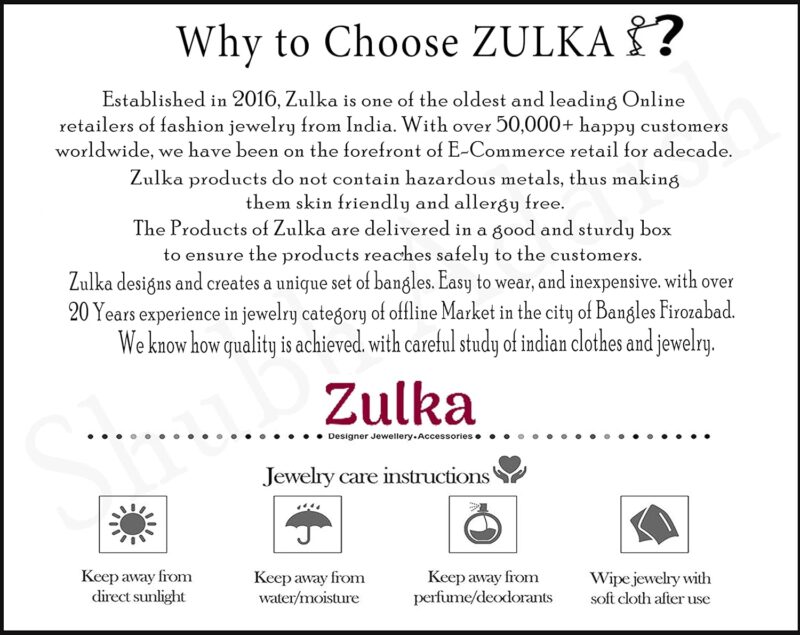 ZULKA Non-Precious Metal Studded with Zircon Gemstone or Pearls and Velvet worked Glossy Finished Latkan Bangles/Chuda Set For Women and Girls