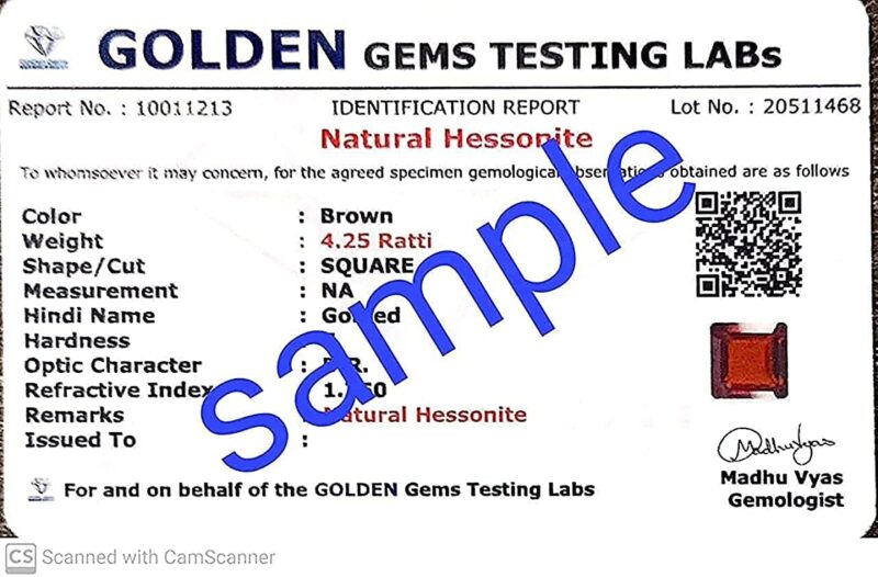 EVERYTHING GEMS Gomed Stone Saloni Gomed 9.00 Ratti Original Certified Hessonite Stone Ceylon Srilankan Gomed Hessonite Stone for Astrological Gemstone