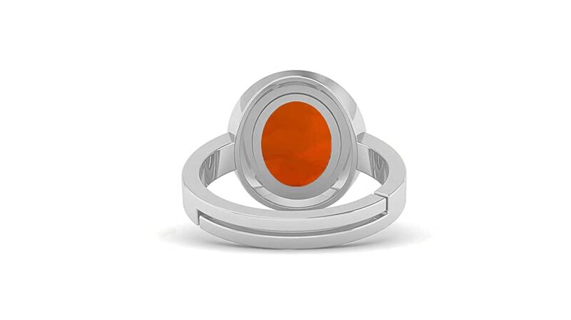 Akshita Gems 5.25 Ratti 4.00 Carat Certified A+ Quality Natural Hessonite Garnet Gomed Adjustable Silver Ring Loose Gemstone for Women's and Men's