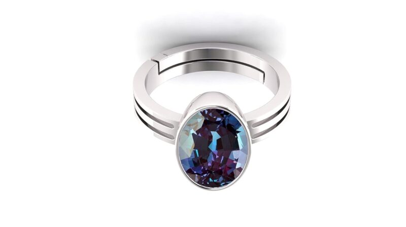 JAGDAMBA GEMS Lab Certified Alexandrite Ring Excellent Quality AAA++ 13.25 Ratti / 12.72 Carat Gemstone GGTL Lab - Certified