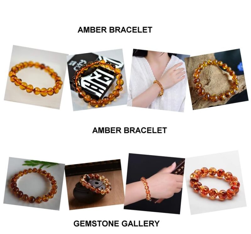 Gemstone Gallery Classy Amber Bracelet For Men Women Highly Precious Amber Stone Bracelet Original Certified Round Beads Amber Gemstone Bracelet Yellow Stone Beads Bracelet Amber Crystal Bracelet