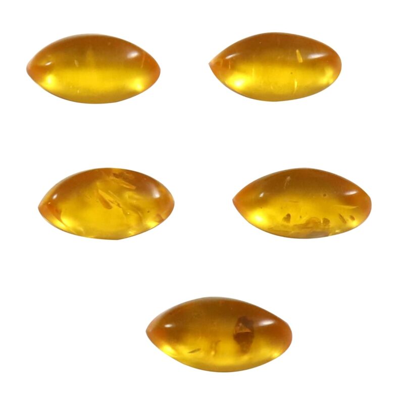 Goyal Exports Amber Lab-Created Gemstone Cabochon 5x10 mm Marquise Shape 5 Pcs Wholesale Lot 3.45cts GTC-432