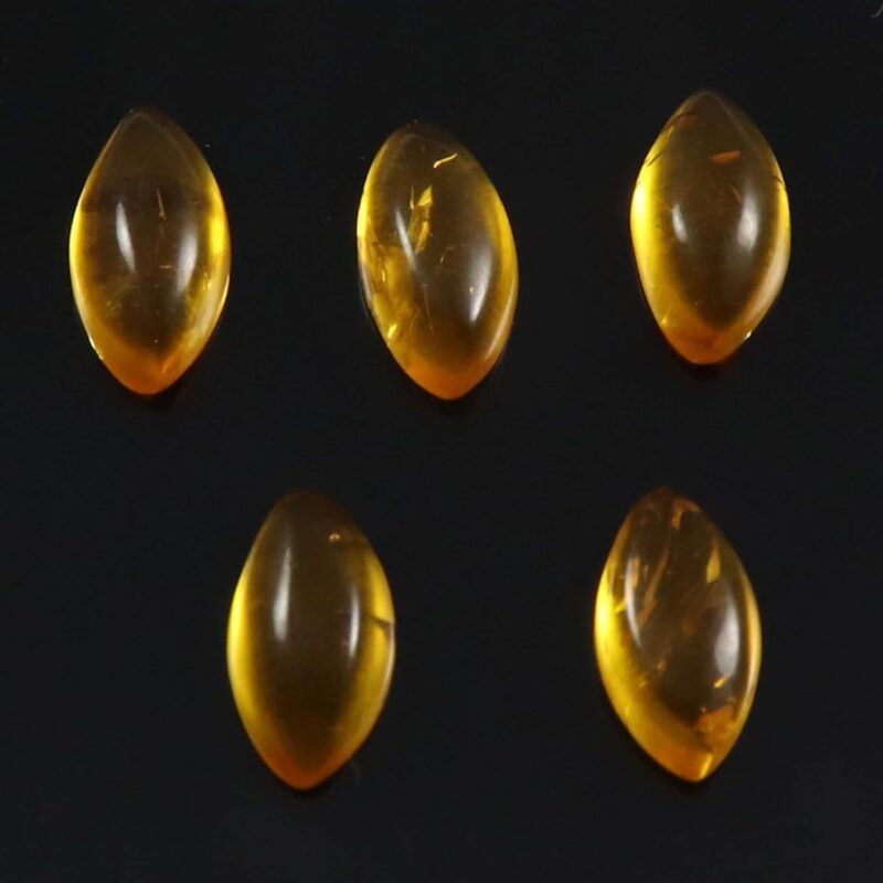 Goyal Exports Amber Lab-Created Gemstone Cabochon 5x10 mm Marquise Shape 5 Pcs Wholesale Lot 3.45cts GTC-432