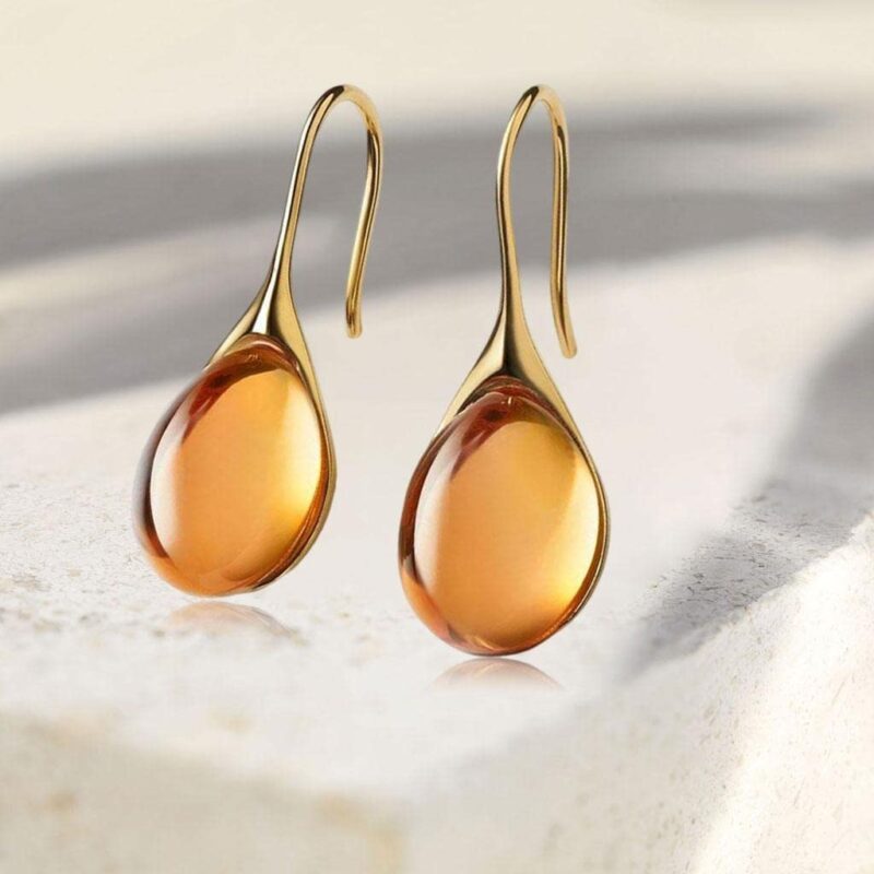 THE STYLE SUTRA® Teardrop Women Natural Stone Hook Dangle Earrings Jewelry For Wedding Amber | Fashion Jewelry | Earrings