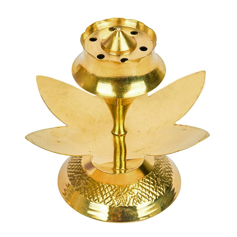 Homestic Agarbatti Stand | Incense Sticks Holder | Brass Agarbatti Holder for Pooja Mandir | Agardan Stand for Mandir | Kamal Agardan Incense Stand | Golden