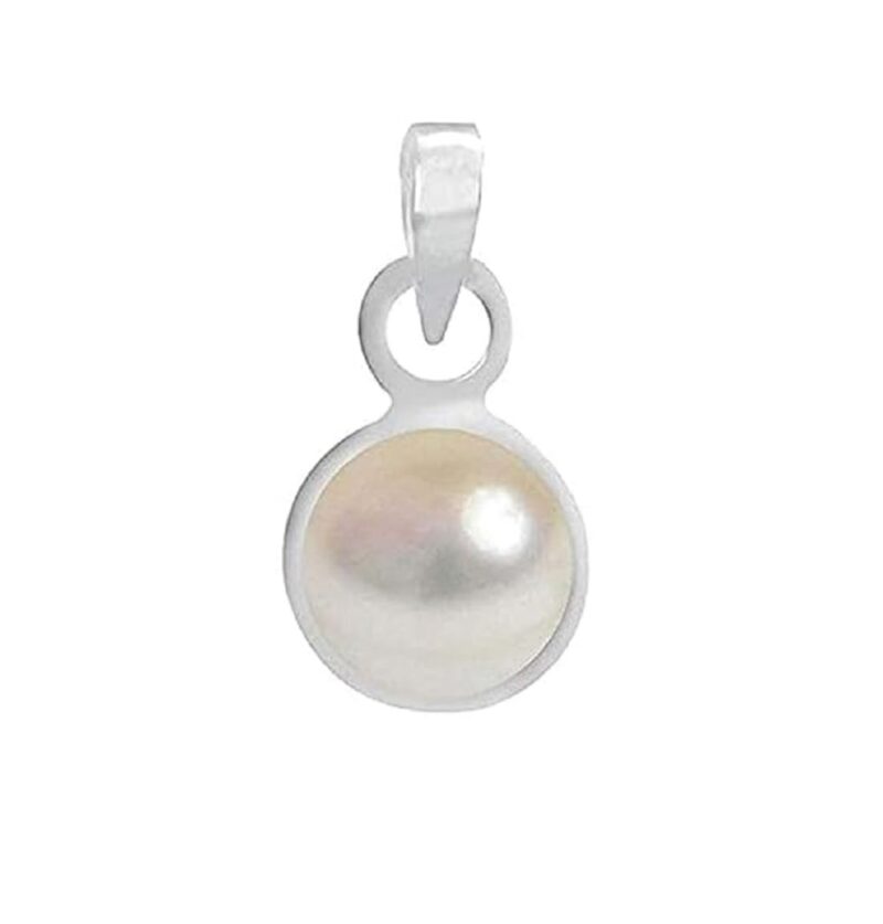 MARATNA Sea Pearl Silver Plated Pendant Locket Moti Stone Natural Certified Gemstone for Men and Women (White