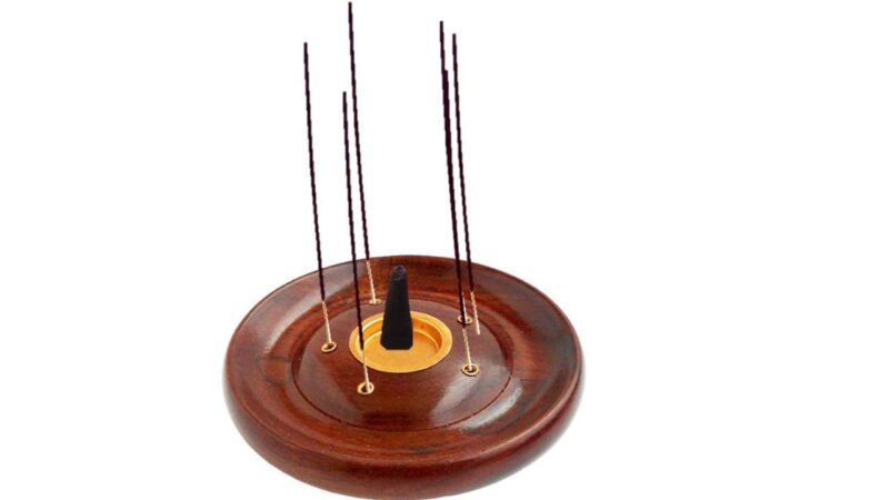 Kingsman Store Handmade Wooden Incense Sticks Holder Wooden Coin Shape Incense Ash Catcher Fragrance Stand Holder Agarbatti & Dhoop Dan Brown for Home (Round)