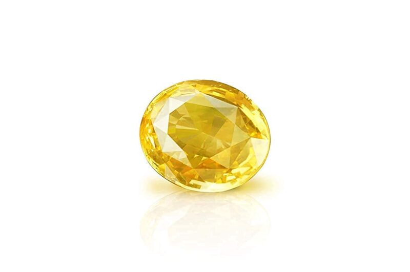 EVERYTHING GEMS 4.50 Carat Cultured Yellow Sapphire Gemstone Certified Cultured Pukhraj Stone Lab Tested Astrological Purpose Pushparaag Stone Ceylon