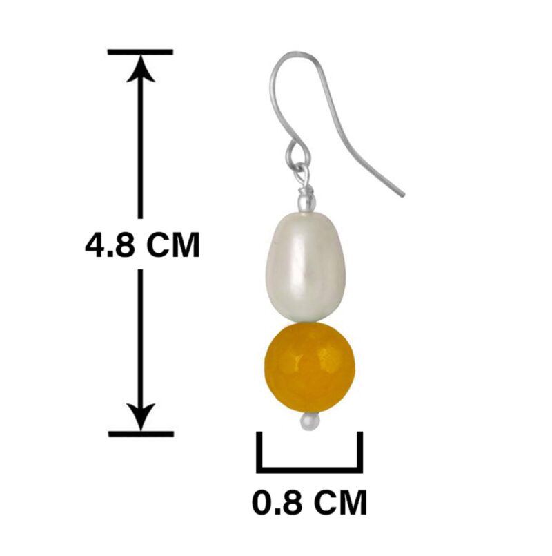 JFL - Jewellery for Less German Silver Plated Design Imitation Pearl Reiki Gemstone Onyx Bead Dangler Earring for Women & Girls