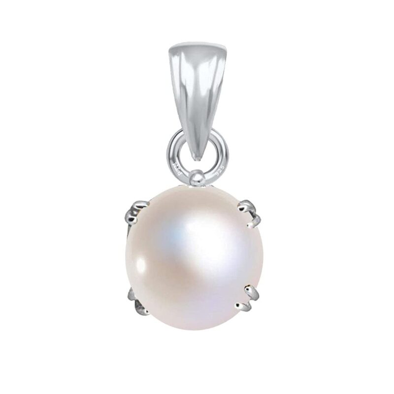 PTM Pearl/Moti 3.25 Ratti to 10.25 Ratti or 3 Carat to 9.5 Carat Astrological Certified Gemstone bis Hallmark 925 Sterling Silver Pendant for Men & Women -nfba1