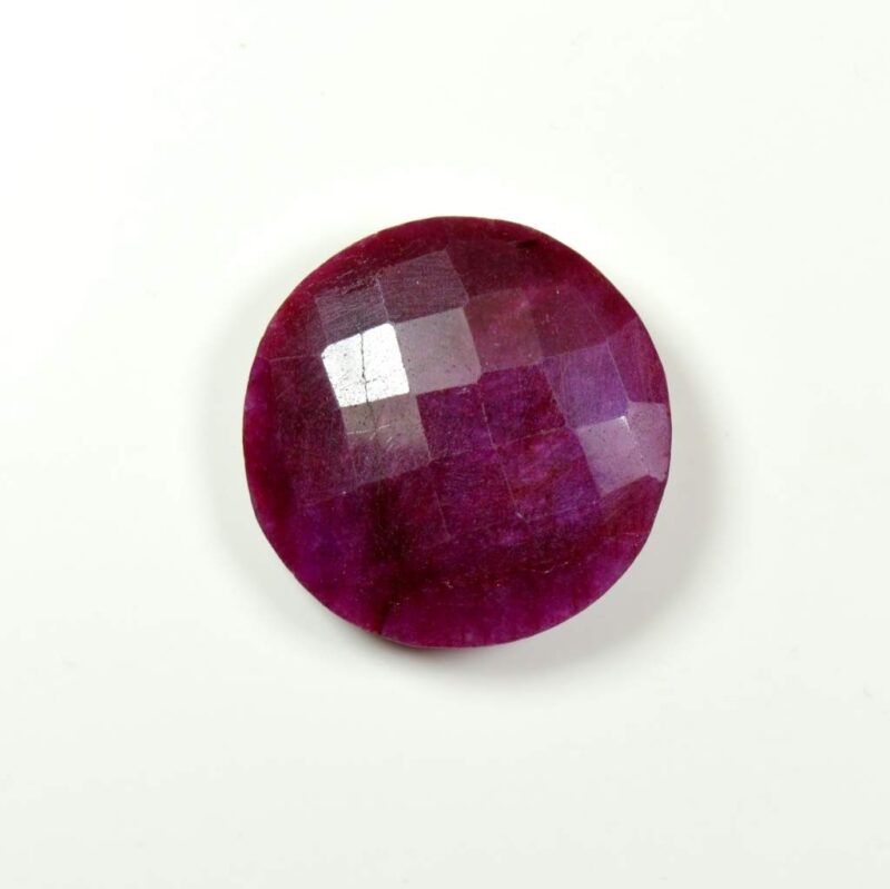 CaratYogi Certified Natural Ruby Gemstone 21 Carat Round Shape Manik Checker Cut Stone for Astrology Use