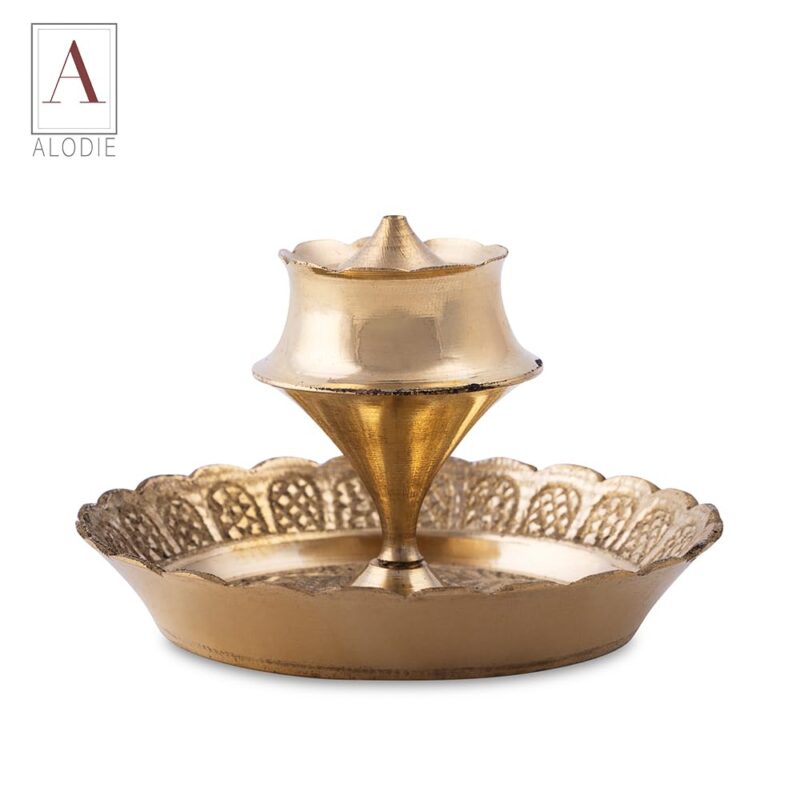 ALODIE - Brass Agarbatti Stand with Ash Catcher - Elegant Brass Agarbatti Stand for Pooja - Enhance Your Rituals with Stylish Agarbatti Holder Ash Collector - Functional Designs Agarbatti Stand (1)