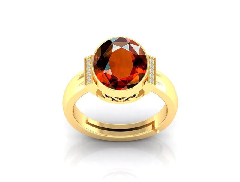 LMDPRAJAPATIS 8.25 Ratti/7.25 Carat Natural Hessonite Garnet (Gomed) Astrological Gemstone Gold Plated Ring for Men and Women