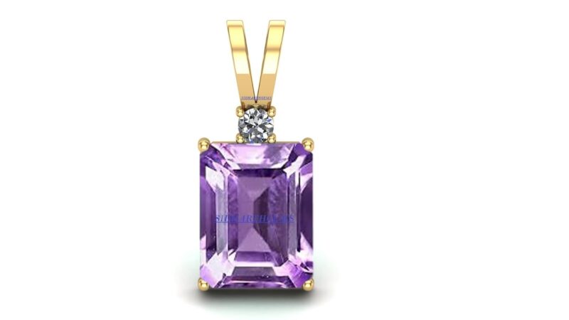 SIDHARTH GEMS 18.25 Ratti 17.25 Carat Natural Quality Katela Amethyst Gold Plated Pendant/Locket Gemstone (Top AAA+) Quality for Men and Women (GGTL Lab Certified)