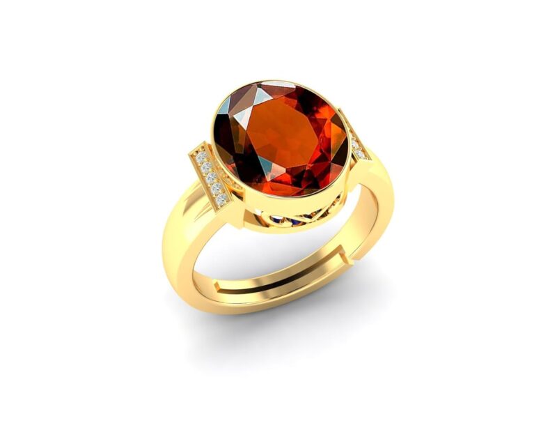 LMDPRAJAPATIS 8.25 Ratti/7.25 Carat Natural Hessonite Garnet (Gomed) Astrological Gemstone Gold Plated Ring for Men and Women