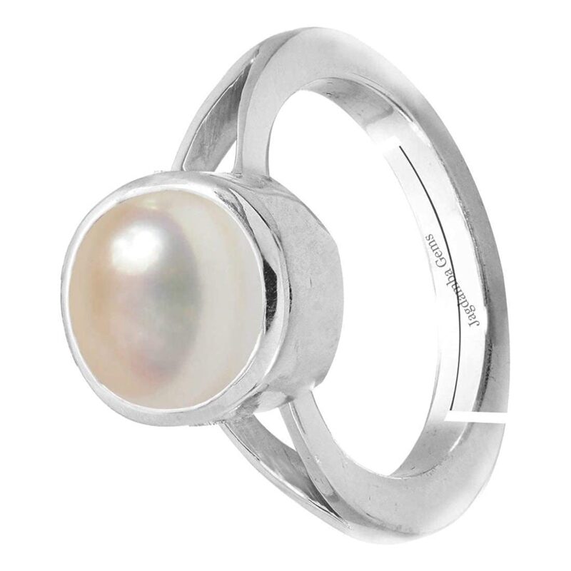 Kirti Sales 100% Certified Pearl 3.25 Ratti Natural Pearl Gemstone Original Certified moti Adjustable panchhdhaatu/Ashtadhatu Silver Ring for Men and Women