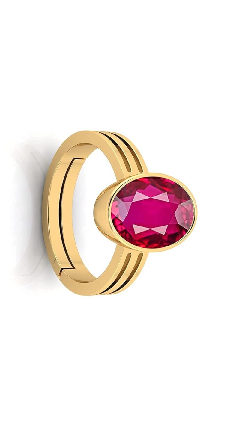 RISHAB GEMSTORE Gems 7.25 Ratti 6.50 Carat A+ Quality Natural Burma Ruby Manik Unheated Untreatet Gemstone Gold Ring for Women's and Men's{GGTL Lab Certified}