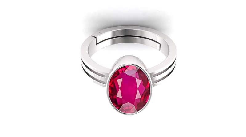 JAGDAMBA GEMS 15.00 Ratti Ruby (Manik/Manikya/Maneek) Gemstone Panchdhatu Ring for Astrological Purpose (Lab - Teseted)