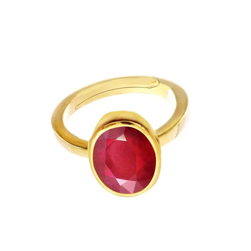 LMDPRAJAPATIS 9.60 Carat Natural Certified Ruby/Manik Birthstone/Astrology/Rashi Ratan Adjustable Gold Plated Ring for Men & Women