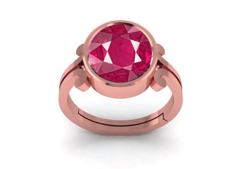 LMDPRAJAPATIS 11.25 Ratti 10.50 Carat Certified Ruby Manik Gemstone Rose Gold Adjustable Ring For Women