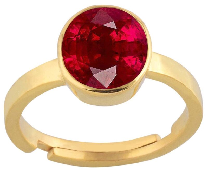 LMDPRAJAPATIS 16.60 Carat Natural Certified Ruby/Manik Birthstone/Astrology/Rashi Ratan Adjustable Gold Plated Ring for Men & Women