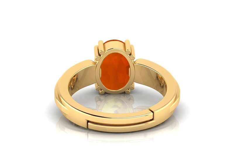 SONIYA GEMS 4.00 Ratti / 3.00 Carat Natural Gomed Stone Astrological Gold Ring Adjustable Gomed Hessonite Astrological Gemstone for Men and Women {Lab - Tested}