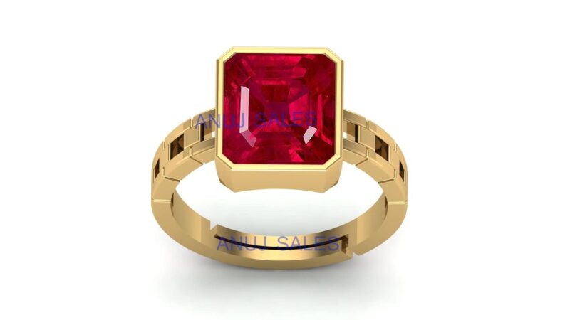 Anuj Sales 16.00 Ratti 15.50 Carat A+ Quality Natural Burma Ruby Manik Unheated Untreatet Gemstone Gold Ring for Women's and Men's(GGTL Lab Certified)