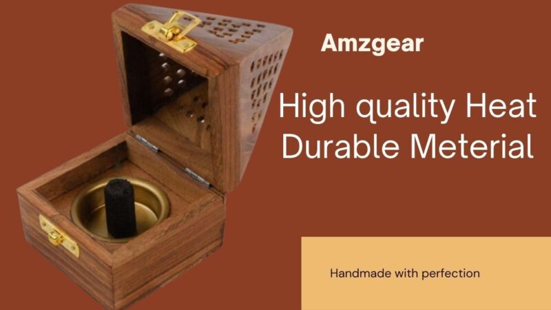 Amzgear agarbatti Stand with ash Catcher Wooden Pyramid Shape Incense Holder dhoop batti Fragrance catcheragar for Home Decor Yoga Meditation Pooja Aromatherapy