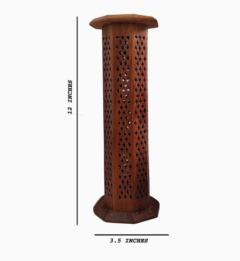 Bharat Store Wooden Agarbatti Stand with Ash Catcher & Dhoop Stick Holder, Agarbatti Stand Incense Holder |Wooden Incense Stick Holder for Home/Office Decor/Temple Decor