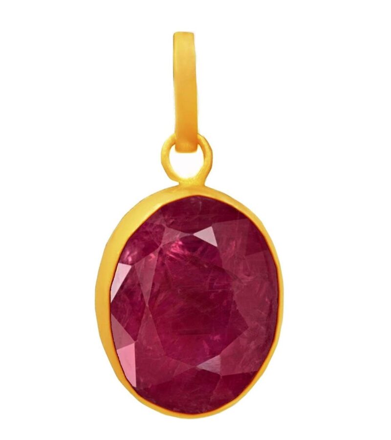 Takshila Gems® Natural Ruby Pendant in Panchdhatu (5 Metal) 7.25 Ratti / 6.32 Carat Lab Certified Manik Locket Ruby Locket