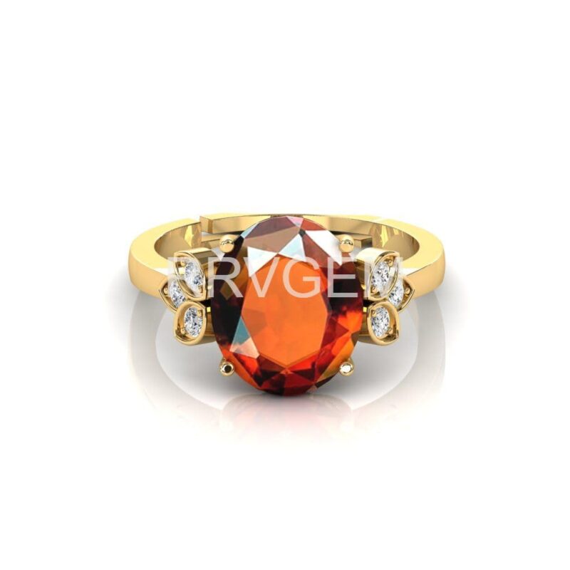 RRVGEM 9.50 Carat Natural Gomed Stone Astrological Silver Plated Ring Adjustable Gomed Hessonite Astrological Gemstone for Men and Women (Lab - Tested)WITH CERTIFICATE