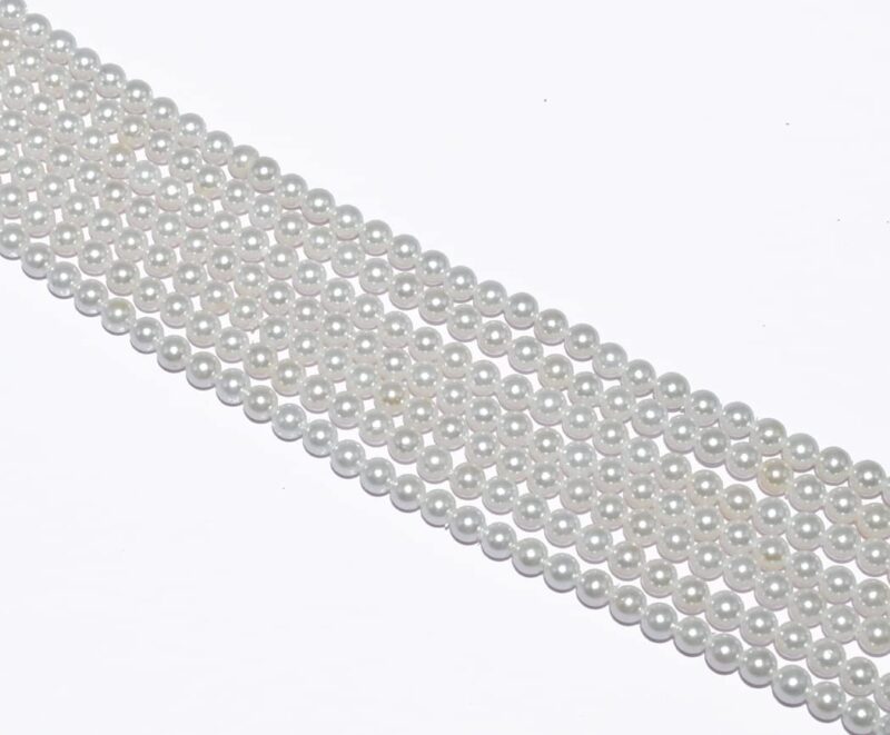 Beadwaala Natural and Freshwater Cultured Pearl Beads for Jewelry Making Natural Gemstone Semi Precious 5mm White 15" Package of 2 String.