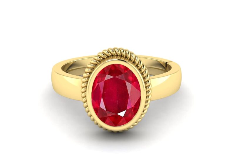 LMDLACHAMA 7.25 Ratti/8.00 Carat Natural Ruby Manik Original Certified Gold Plated Gemstone Ring With Lab Certificate