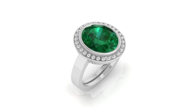 Akshita gems 5.25 Ratti 4.00 Carat Natural Emerald Adjustable Silver Panna Ring Certified for Women's and Men's