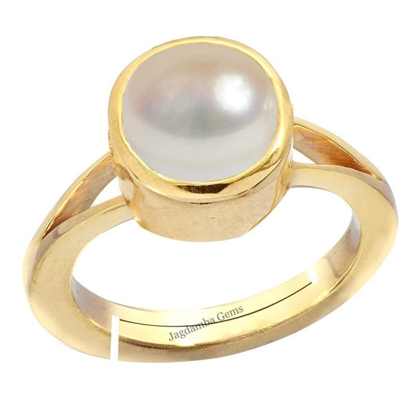 Kirti Sales South Sea Pearl 11.25 Ratti Natural Pearl Gemstone Original Certified Moti Adjustable Astrological panchhdhaatu/Ashtadhatu Gold Ring for Men and Women