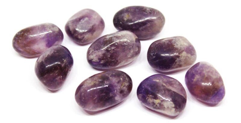 JMRM Purple Amethyst Natural Crystal Tumble Stone for Reiki Healing Gemstone (Set of 3, JMRM_Tumble 046)